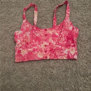 VIDA Pink and White Floral Crop Top